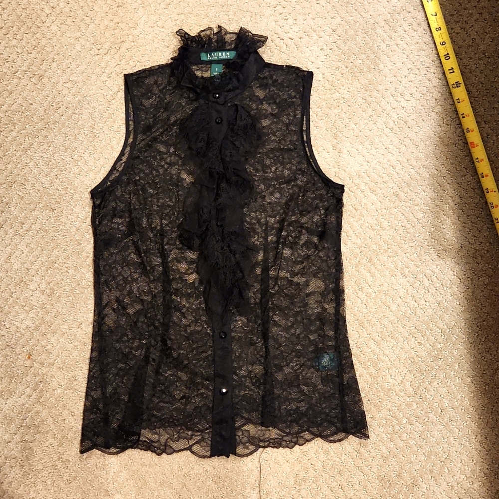 NEW Lauren Ralph Lauren sheer blouse sz S - NEW